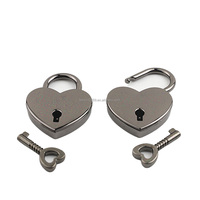 Cadenas en métal coloré en forme de cœur, petit, durable, de bonne qualité, 39 x 30 x 7,5 mm, avec une clé, pour carnets - En stock