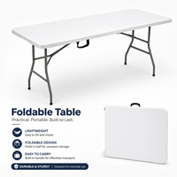 Table pliante rectangulaire en plastique HDPE, pliable en deux, portable, avec poignée de transport, pour pique-nique en plein air, restauration, fête