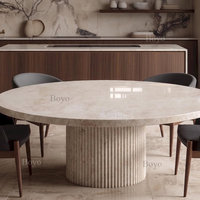 Table ovale en quartzite Taj Mahal avec surface en cuir, design moderne personnalisé, table à manger Taj Mahal