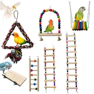 Acessórios Natural pássaro mastigando brinquedo Vários Papagaios Brinquedos Bird cage Pet Escalada Escada brinquedo balanço