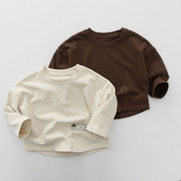 Vente en gros d'automne, t-shirts pour bébés garçons et filles de 1 à 6 ans, hauts pour enfants, t-shirts à manches longues en coton uni, vêtements pour enfants