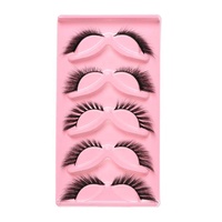 Faux cils de vison 8D Wispy Cat Eye Fox 5 paires de cils ailés à bande complète