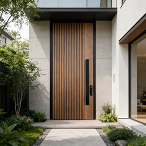 Porte tournante en bois et métal, personnalisée, grande, luxueuse, à grain de bois, moderne, pour l'entrée extérieure de <span class=keywords><strong>la</strong></span> <span class=keywords><strong>maison</strong></span>, sécurisée - Product Image 1