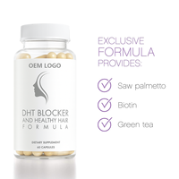 Cápsulas de Productos de Belleza Bloqueadores de DHT, Biotina, Saw Palmetto, Suplemento para el Crecimiento del Cabello en Adultos, 60 Cápsulas/Botella, Gran Venta