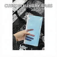 Tas Kosmetik PVC Custom Logo Mewah dengan Ritsleting, Tahan Air, Tahan Guncangan, Warna Pink Laser Holografik, Tas Makeup Transparan