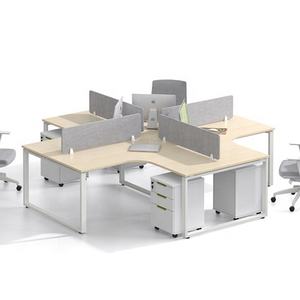 Mobilier de bureau moderne, panneau de particules, ordinateur de bureau pour 4 places, cadre en acier métallique, station de travail, bureau - Product Image 1