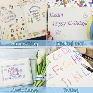 Penne a doppio colore per bambini, <span class=keywords><strong>pennarelli</strong></span> ad asciugatura rapida da te colorati e audaci per penne a mano, Set di penne a <span class=keywords><strong>doppia</strong></span> <span class=keywords><strong>linea</strong></span> in plastica - Product Image 5