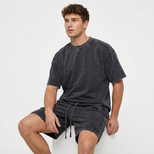 350gsm Acid Washed Streetwear Summer Custom <b>Mens</b> <b>Short</b> <b>Set</b> Custom logo Unisex Fashion <b>T</b>-<b>Shirt</b> <b>Shorts</b> <b>Set</b> <b>Men's</b> <b>Sets</b> - Product Image 5