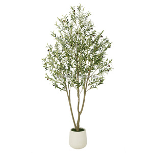 Albero di <span class=keywords><strong>Ulivo</strong></span> Artificiale in Plastica da 2,1 m con Frutti Realistici, Tronco Naturale, Vaso <span class=keywords><strong>Bianco</strong></span> Resistente per Decorazione Interna Casa/Ufficio - Product Image 1