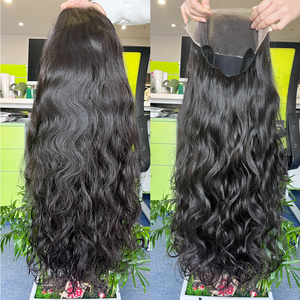 Vente en gros Monofilament de cheveux humains brésiliens bruts sans colle perruques longues ondulées avec devant en dentelle pour femmes noires - Product Image 2