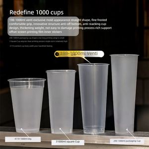 98Mm 1000Ml Disposabletransparent Clear Custom Printed Logo <b>Plastic</b> PP <b>Drinking</b> <b>Cup</b> Cold Coffee <b>Cups</b> With Lids and Straws - Product Image 3