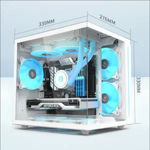 Micro ATX Mid Tower PC Chassis RGB Fan Cooler Aluminum Plastic ITX Gaming Computer Case with USB Audio USB3.0 Front Ports