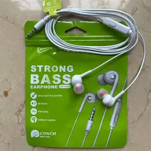 Headphone telinga berkabel, earbud Bass kuat Afrika 3.5mm dengan mikrofon