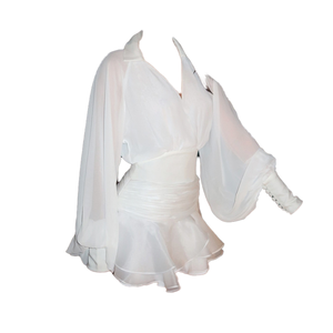 เสื้อผ้าแฟชั่นขายส่งบูติกประจำฤดูร้อนปี 2025 ดีไซน์ใหม่ ระบายอากาศได้ดี สวยสง่า เรียบหรู คอวี แขนทรงโคมหวานๆ เอวสูง ช่วยให้ดูผอมเพรียว - Product Image 1