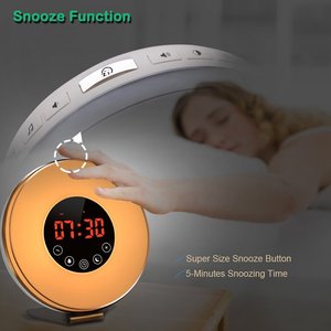 Đồng hồ kỹ thuật số âm thanh tự nhiên FM Đài phát thanh đồng hồ báo thức với Acrylic trường hợp kim loại đứng <span class=keywords><strong>7</strong></span> Màu ánh sáng mặt trời mọc Đồng hồ báo thức thức dậy ánh sáng - Product Image 5