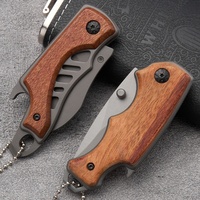 Mini couteau pliant de poche, lame en titane gris, manche en bois, ouvre-bouteille, acier inoxydable, EDC, outil de survie en plein air pour le camping
