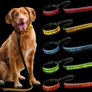 Luces <span class=keywords><strong>LED</strong></span> Collares para perros y mascotas Poliéster ajustable que brilla en la noche Mascota Perro Gato Cachorro Seguro Collar intermitente luminoso Suministros para mascotas - Product Image 3