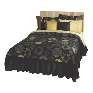 Juego de Edredón Zuri Negro de 3 Piezas con Diseño de Puntos y Volantes, Ropa de Cama Moderna para el Hogar, para Todas las Temporadas, de Poliéster - Product Image 6