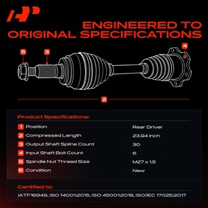 Eje de Transmisión Trasero Lado del Conductor A-Premium para <span class=keywords><strong>BMW</strong></span> 325xi 328i 328xi 330xi 335i - Product Image 2