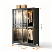 Lemari Pakaian Geser Logam Harga Pabrik, Kabinet Pintu Baja Karbon OEM ODM MOQ Rendah, Almari Baja Kamar Tidur Modern