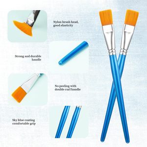 Bomeijia แปรงทาสีแบนขนาด3/4นิ้วแปรงอะคริลิกขนแปรงสังเคราะห์กว้างแปรงทาสีสีน้ำขนาดเล็กงานฝีมือจำนวนมาก - Product Image 5