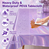 Nappe en PEVA irisée lilas, imperméable, jetable, rectangulaire, en plastique, pour dîner de Noël, fêtes et événements