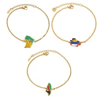 Bracelets Carte des îles Françaises (Guyane, Martinique, Antigua, Guadeloupe, Réunion) pour femmes - Bijoux en acier inoxydable # 539362