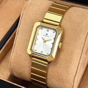 Waterproof golden steel band ladies' fashionable style student quartz <b>square</b> watch for women wristpiece - Product Image 2