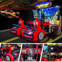 Simulateur de course automobile pour 2 joueurs, machine d'arcade, volant rouge style F1, siège à mouvement pour centre de jeux