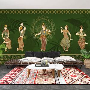 Phong cách dân tộc nhảy múa cô gái trang trí bức tranh tường Thái spa <span class=keywords><strong>massage</strong></span> Câu lạc bộ tường bao gồm khách sạn B & B hình nền - Product Image 2