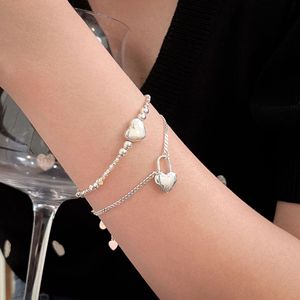 Pulsera con cierre de corazón de plata pura S925 para mujer, elegante joya con dije, regalo, accesorio de moda - Product Image 1