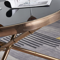 Table basse moderne de luxe en acier inoxydable avec plateau en marbre doré, petite table d'appoint ronde pour salon d'appartement, tables durables