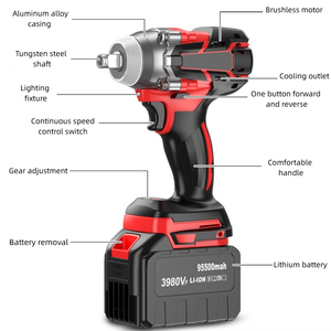 Large Torque Brushless Wrench 21V Lithium <b>Battery</b> DIY Charging Impact Feature for Auto Repair Industrial Scaffolding 21V Lithium - Product Image 3
