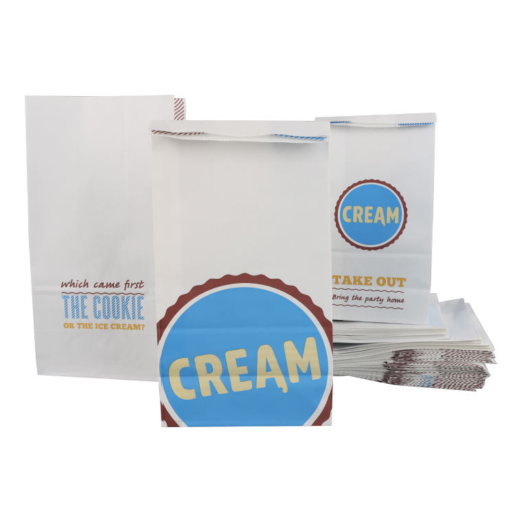 portable fastfood takeway bread kraft Paper bag custom printed logo food packingkraft paper bag