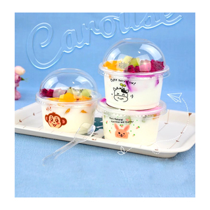 Stampa Logo di vendita calda <span class=keywords><strong>Yogurt</strong></span> usa e getta 5Oz 8Oz 9Oz tazze da imballaggio per Dessert in plastica trasparente riciclabile con coperchio - Product Image 5