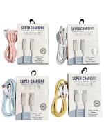 Kabel USB C ke C 120W PD Pengisian Cepat Kabel Data Tipe C ke Tipe C Berbahan Kain USB2.0 3A 60W Kabel Pengisi Daya untuk 15 16 17 Pro Max