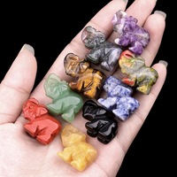 Mini figurine d'éléphant en cristal de 1 pouce, sculptée à la main en pierre naturelle, quartz rose, améthyste, statue d'animal porte-bonheur pour la décoration de la maison ou du bureau