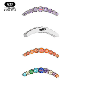 G23 <b>Titanium</b> Alloy Zircon Curved <b>Stud</b> Earrings Colorful Channel Setting Everyday Wear - Product Image 5