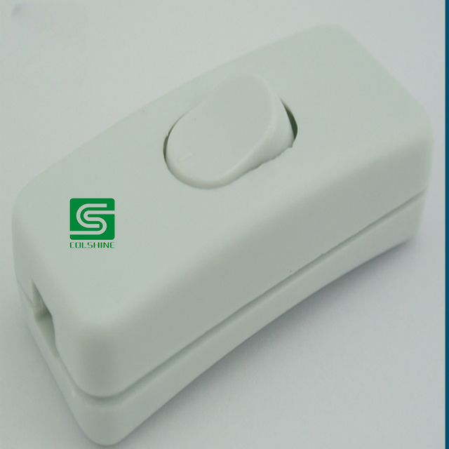 White Inline Cord Switch 2A 250V On-Off DPST Control Rocker Button Switch for Bedroom Table Lamp Bed Desk Light