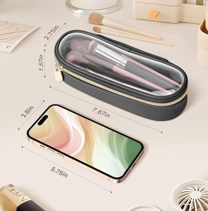 Sac de <span class=keywords><strong>voyage</strong></span> en cuir PU personnalisé avec logo, étui de rangement cosmétique transparent en PVC imperméable avec fermeture éclair <span class=keywords><strong>pour</strong></span> articles de toilette - Product Image 2