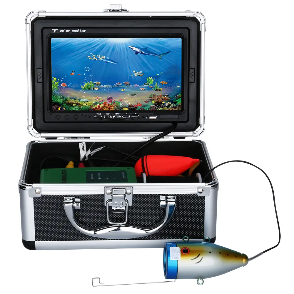 Caméra vidéo de pêche sous-marine, Kit avec 12 pièces, lampes blanches pour rivière, glace, mer, 20M, 7 pouces, 1000tvl