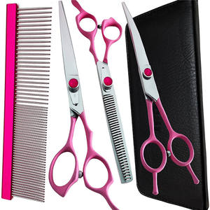 Juego de tijeras para peluquería de mascotas, tijeras rectas y curvadas de 7 pulgadas, color morado, con peine para perros y gatos, herramientas de cuidado y belleza - Product Image 3