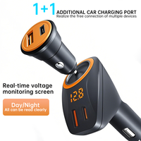 Chargeur de voiture super rapide 65W PD3.0 & 22.5W QC3.0 avec câble rétractable SCP pour Android 4-en-1