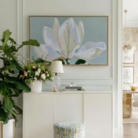 Impression murale florale blanche, peinture botanique vintage bohème, toile florale Cottagecore pour chambre, décoration côtière au-dessus du canapé