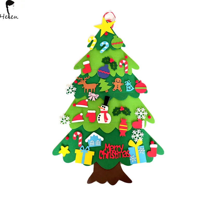 Helen DIY felt Christmas trees are removable and reusable, wall-mounted for children for home door decoration