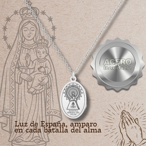 Collana con ciondolo a maglia cattolica in acciaio inossidabile vergine Pilar - Product Image 4