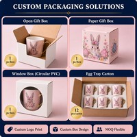 Vente en gros de tasse en céramique rose avec logo personnalisé pour café au lait, tasse à eau en porcelaine pour cadeaux d'affaires de Pâques populaires