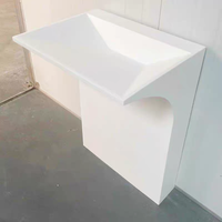 Lavabo sur pied en marbre blanc, vasque de salle de bain en pierre massif incurvée et évasée