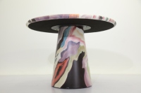 Mesa de centro redonda personalizada de diseño creativo, diseño adornado pintado a mano para sala de estar, fácil montaje, muebles para el hogar