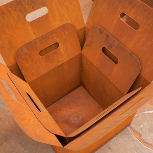 กระถางปลูกต้นไม้ทรงสี่เหลี่ยมผืนผ้า ทำจากเหล็กคอร์เทน สำหรับใช้ภายนอกอาคาร พร้อมรูระบายน้ำ และกระถางดอกไม้โลหะ สำหรับใช้ภายใน/ภายนอกอาคาร - Product Image 5